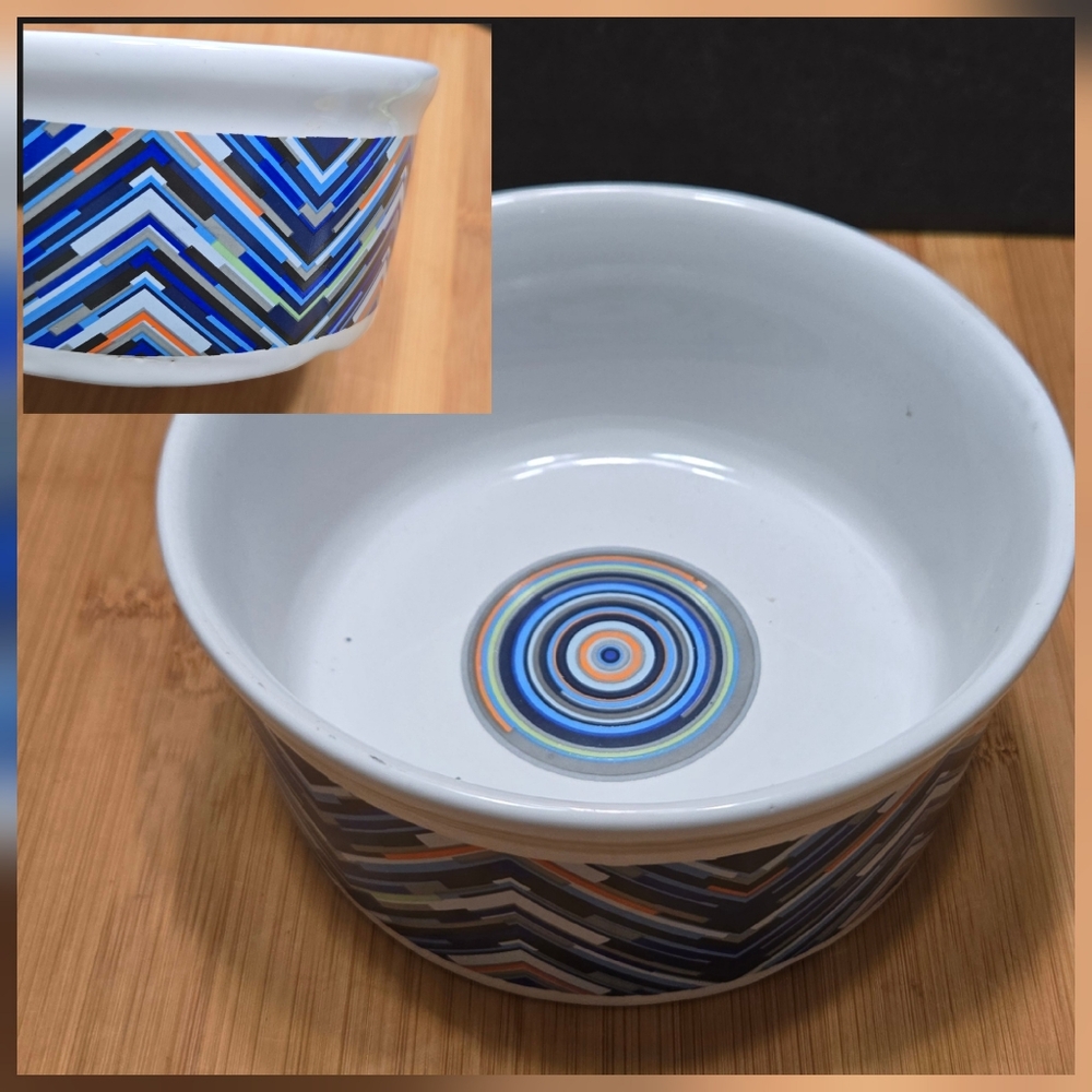 Chevron Pattern Bowl Pet Food Dish or Pet Water Dish Ceramic Bowl